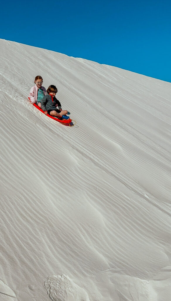 white sands sledding