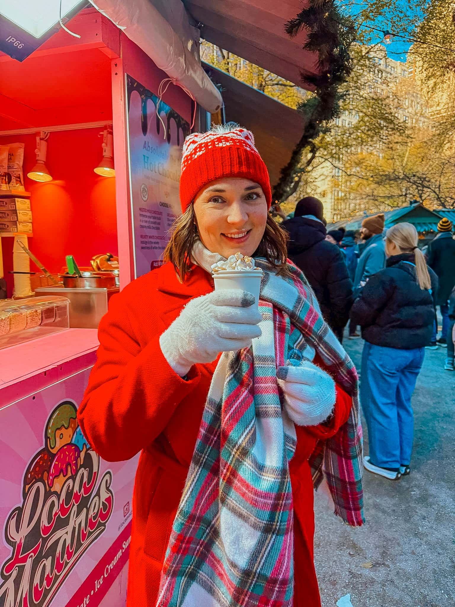 hot chocolate from markets in Bryant Park NYC christmas