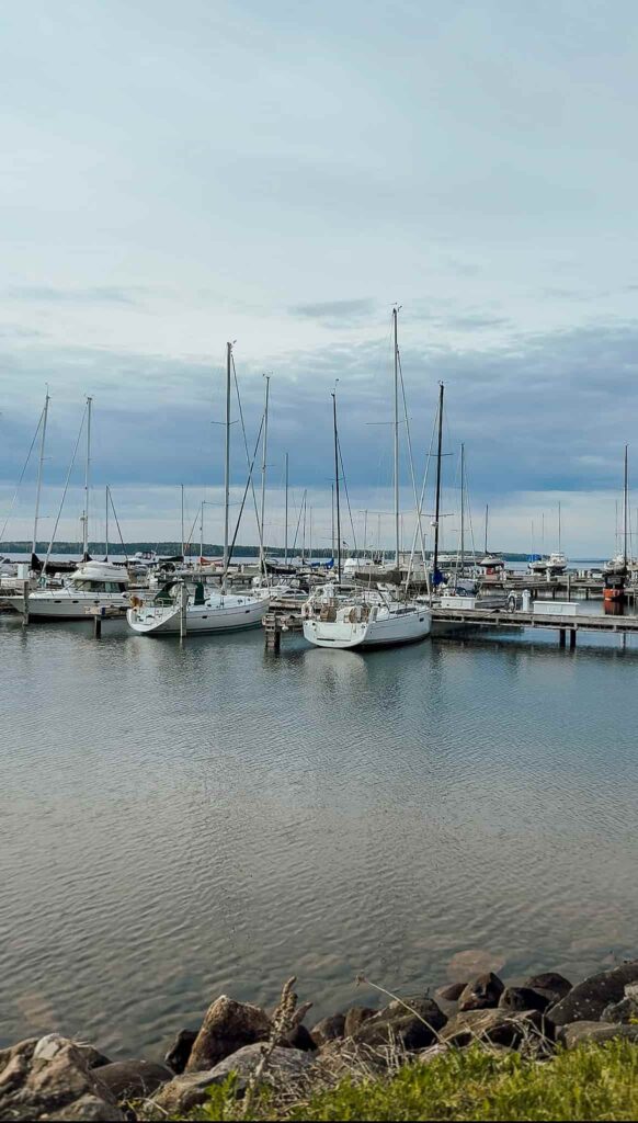 sail boats in downtown bayfield