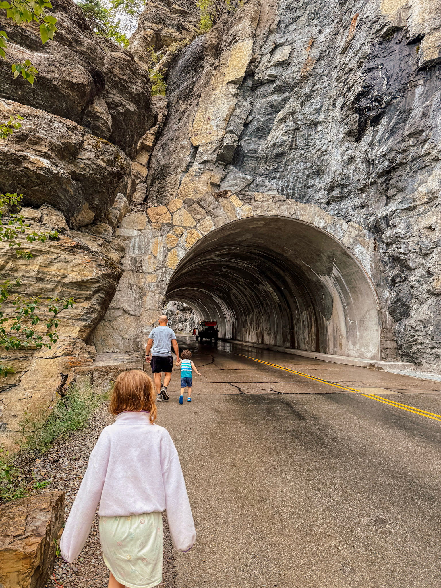 tunnel along going to the sun road