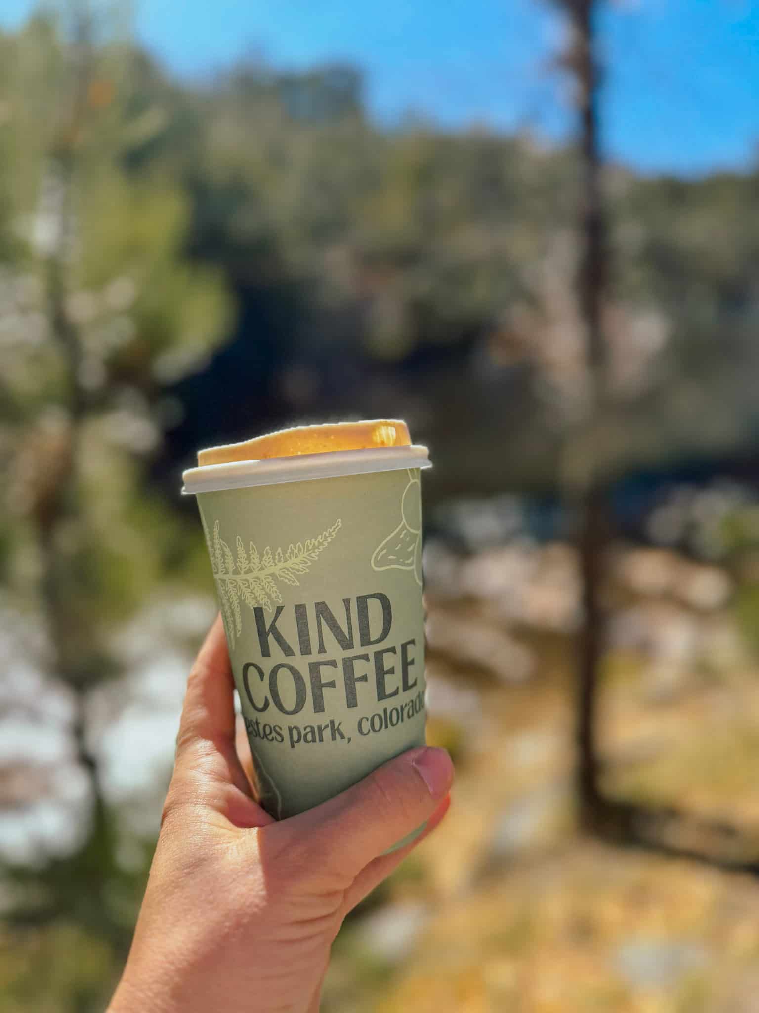 drinking coffee after hiking in rocky mountain national park with kids