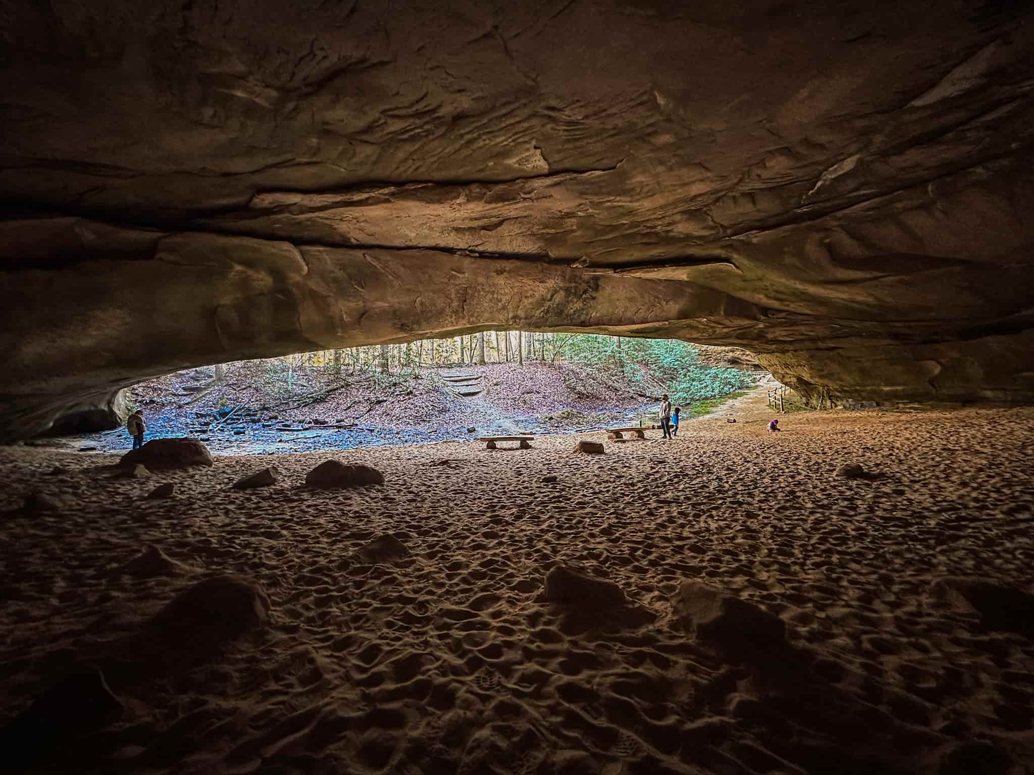 large sand cave in pickett CCC state park in Tennessee