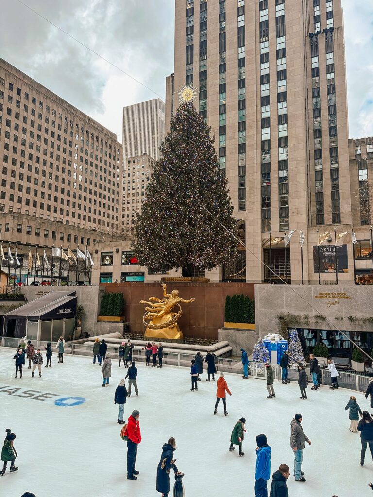 Ice skating at Rockefeller Center during Christmas