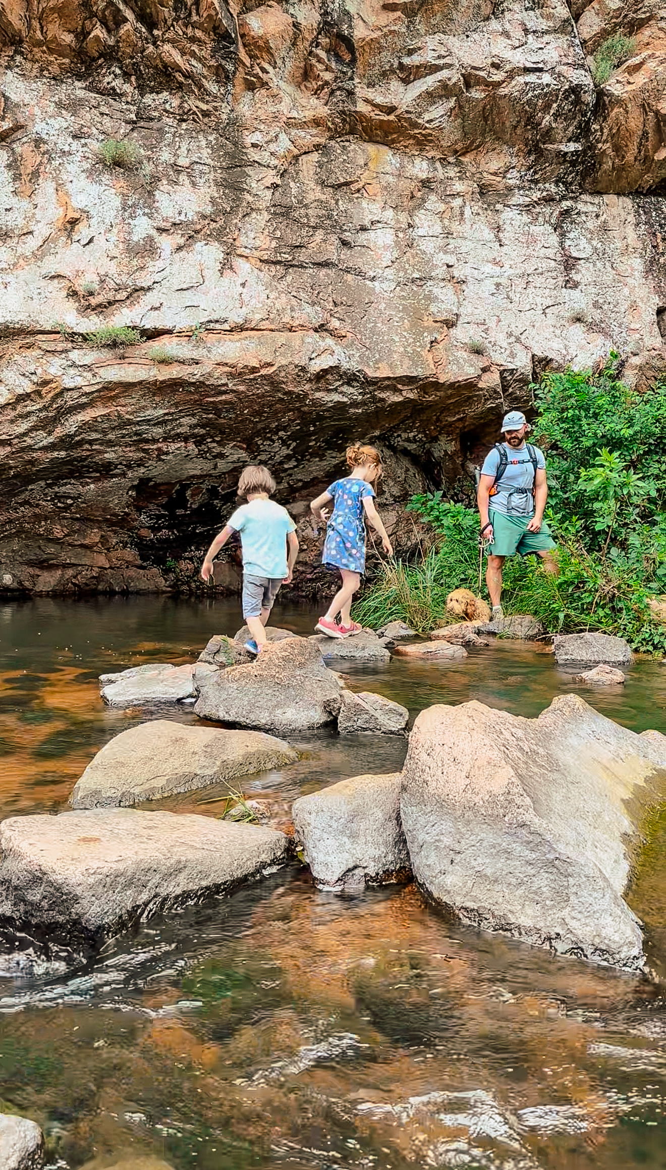 Family hiking in Wichita Mountains Wildlife Refuge 