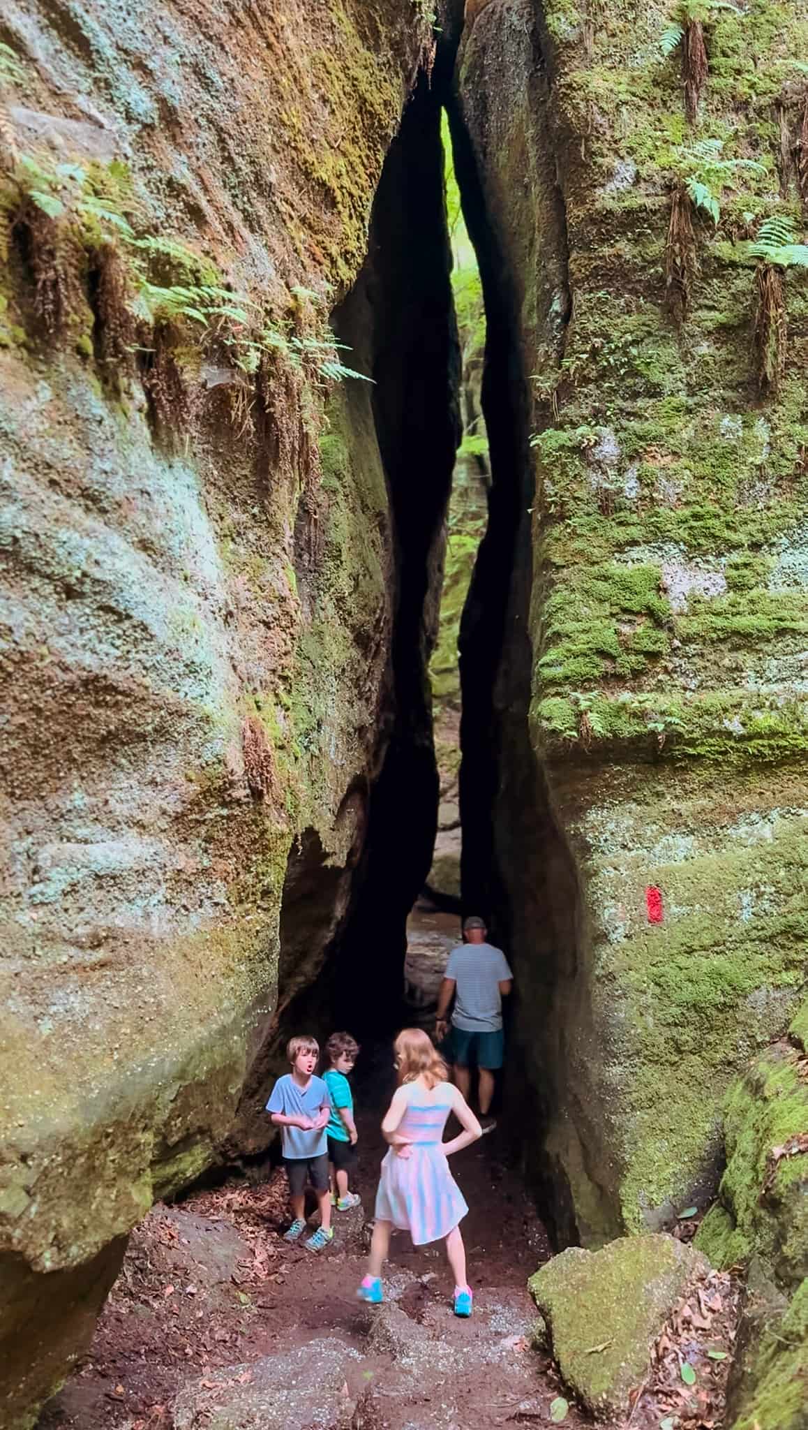 family hiking at nelson kennedy ledges state park 