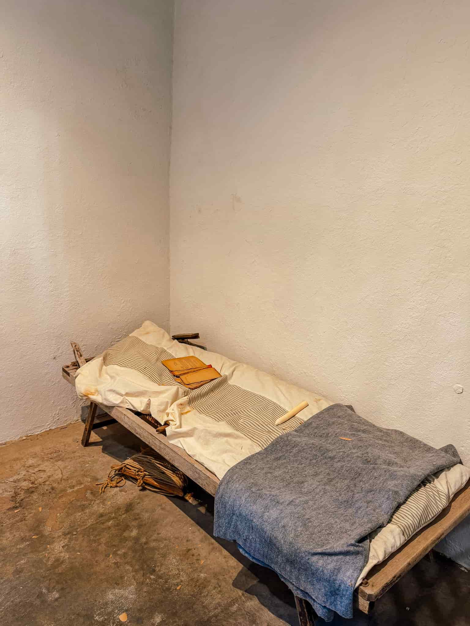inside an old prison cell at the cherokee prison museum
