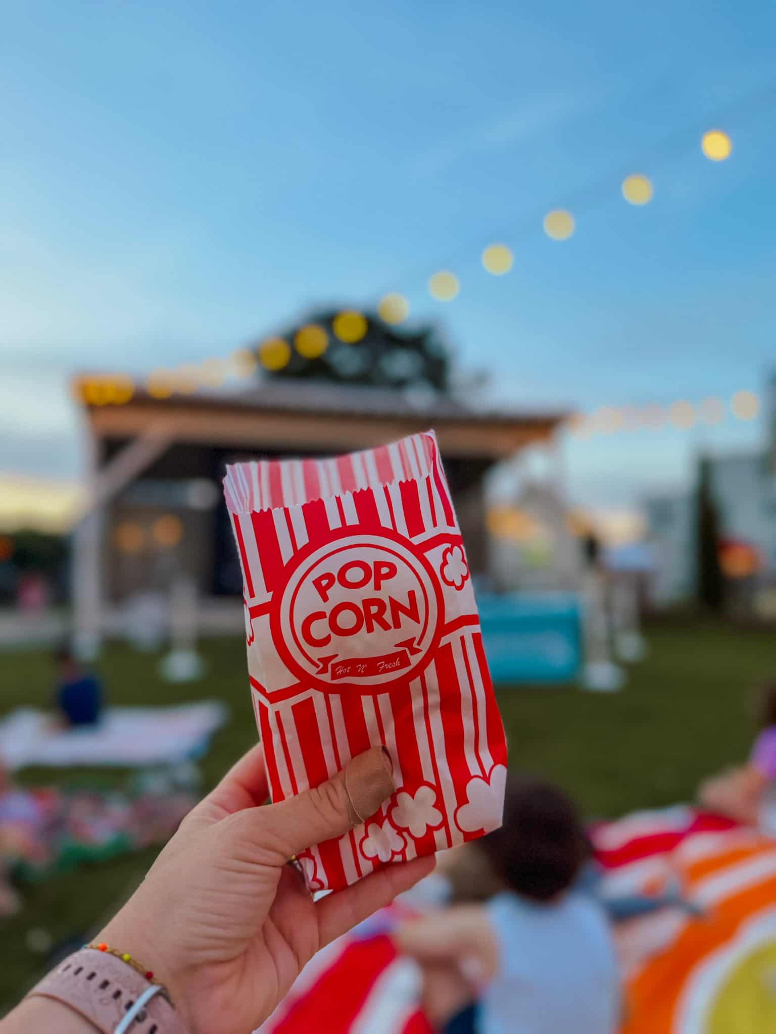 popcorn at movie night in carlton landing town square