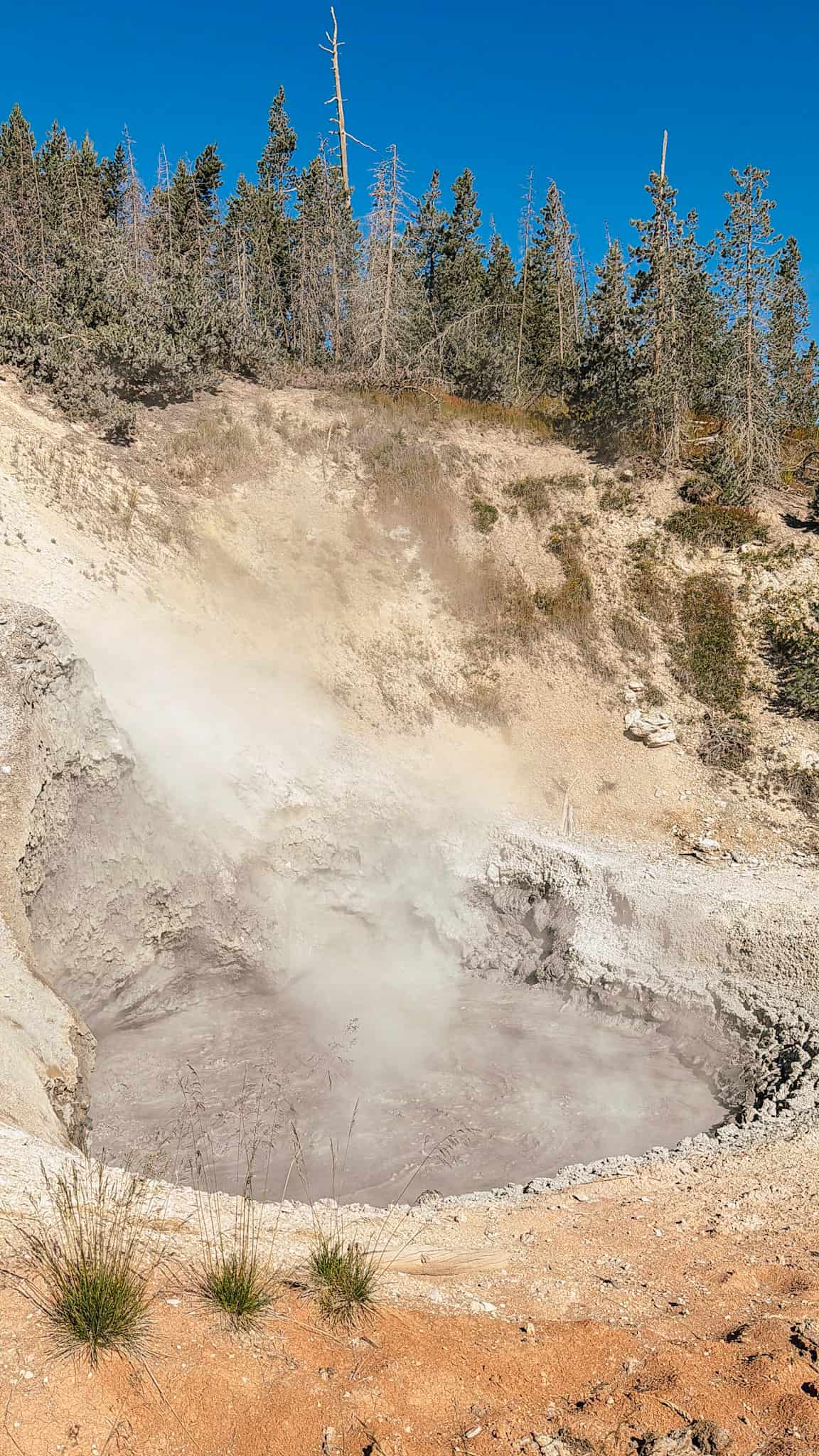 mud volcano family friendly trail in yellowstone national park 